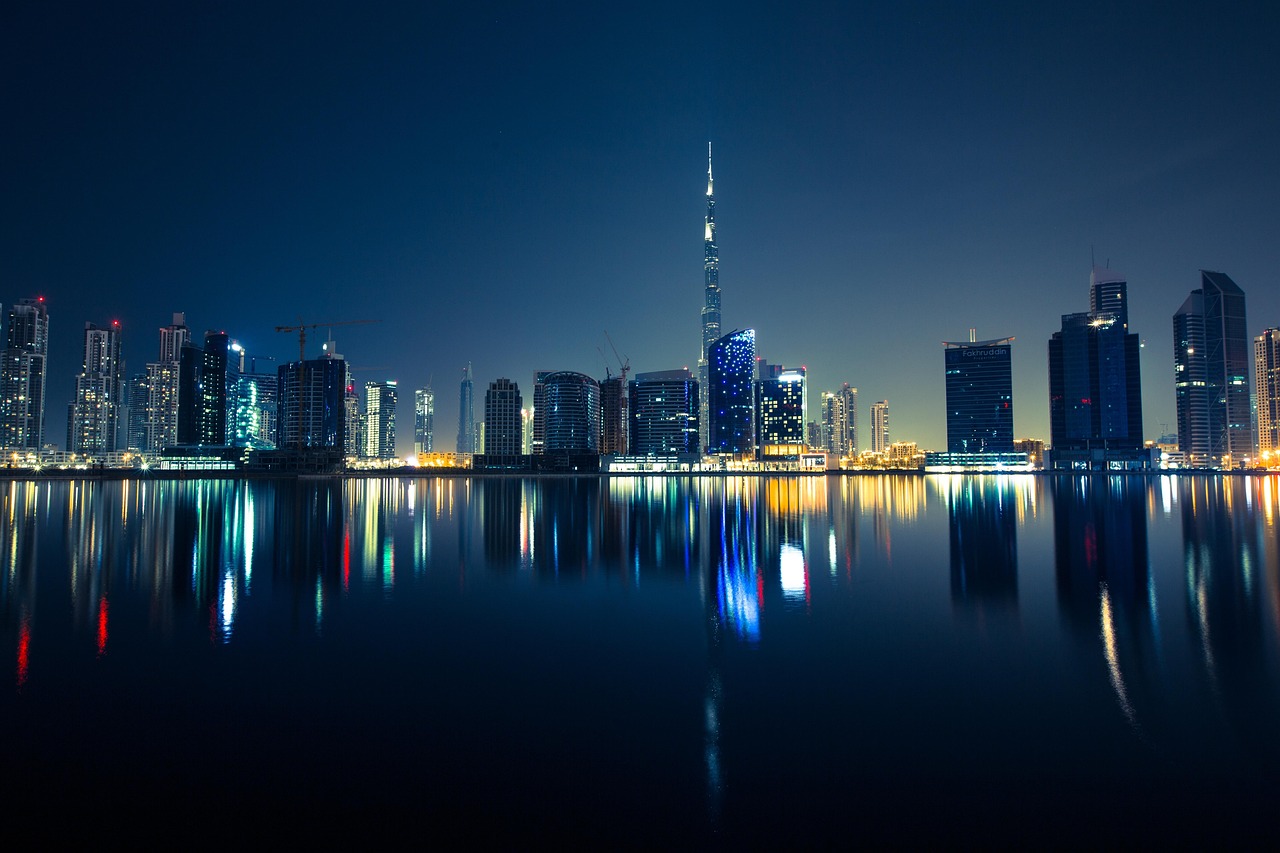 buildings, nature, illuminated, water, waterfront, skyscrapers, skyline, city lights, cityscape, city view, urban, urban landscape, metropolitan, dubai, city, lights, night, reflection, night photography, dubai, dubai, dubai, dubai, dubai